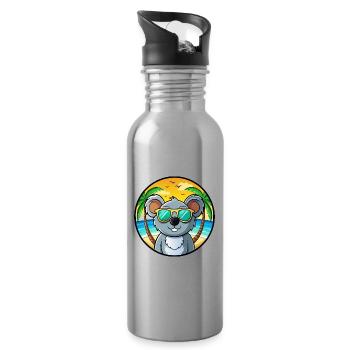 Koala Lustige Cartoon Sommer Strand Sonnenbrille Cool - Trinkflasche mit integriertem Trinkhalm - Lightsilver - Rechts