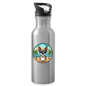 Decker Rat Terrier Hunderasse Cartoon Sonnenbrille - Trinkflasche mit integriertem Trinkhalm - Lightsilver - Rechts