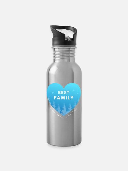 beste family - Trinkflasche mit integriertem Trinkhalm - Lightsilver