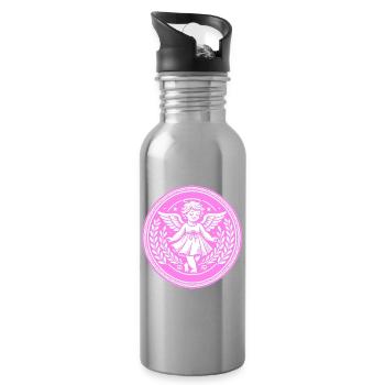 Guardian Angel Logo - Water bottle with straw - silver - Right