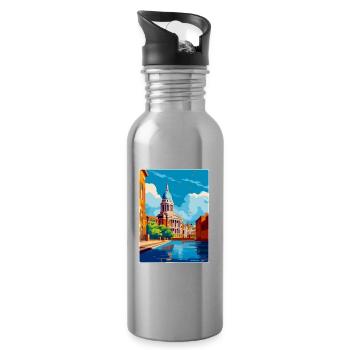 Nottingham Uk Vintage Reiseposter Souvenir WPA - Trinkflasche mit integriertem Trinkhalm - Lightsilver - Rechts