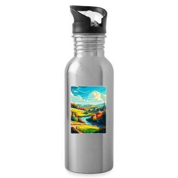 Ardennen Frankreich Vintage Reiseplakat Souvenir WPA - Trinkflasche mit integriertem Trinkhalm - Lightsilver - Rechts
