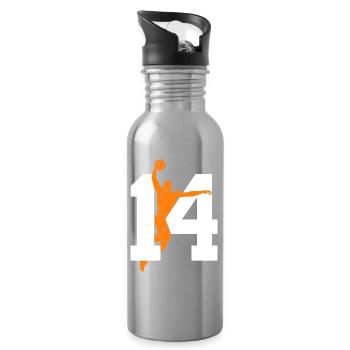 NUMBER 14 BASKETBALL 14TH BIRTHDAY - Water bottle with straw - silver - Right
