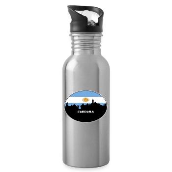 Cordoba Argentinien Flagge Skyline Silhouette Reisen - Trinkflasche mit integriertem Trinkhalm - Lightsilver - Rechts