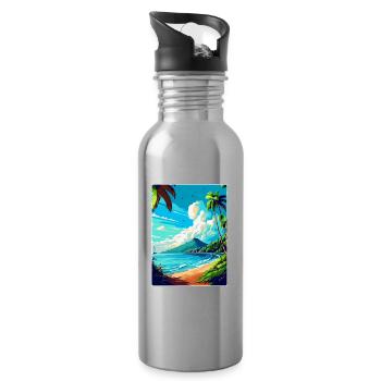 Martinique Caraïbes Vintage Voyage Affiche WPA Art - Gourde avec paille intégrée - argent clair - Droite
