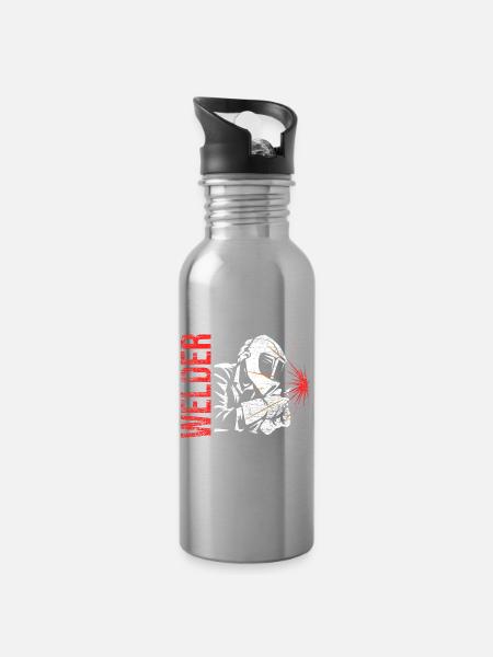 Beruf Schweißer Schweißen - Trinkflasche mit integriertem Trinkhalm - Lightsilver