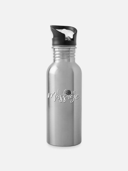 massage - Water bottle with straw - silver