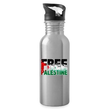 Palestine libre - Gourde avec paille intégrée - argent clair - Droite