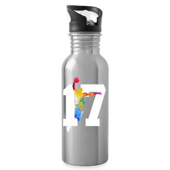 NUMBER 17 BASKETBALL 17TH BIRTHDAY - Water bottle with straw - silver - Right