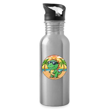 Dinosaurier Lustige Cartoon Sommer Strand Sonnenbrille - Trinkflasche mit integriertem Trinkhalm - Lightsilver - Rechts