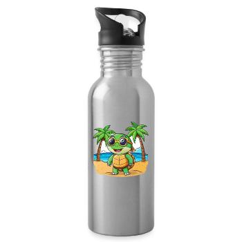 Turtle Funny Cartoon Summer Beach Sunglasses - Water bottle with straw - silver - Right