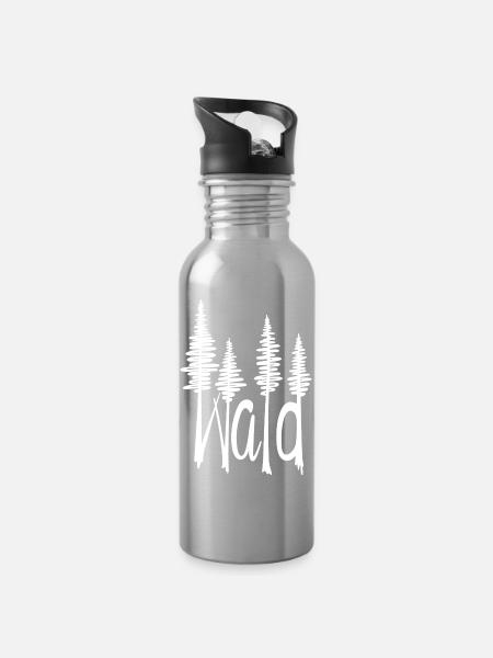 Wald - Trinkflasche mit integriertem Trinkhalm - Lightsilver