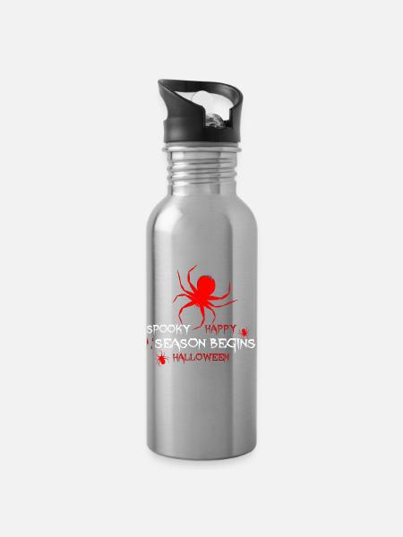 Halloween Spinne Gruselzeit - Trinkflasche mit integriertem Trinkhalm - Lightsilver