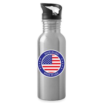 made in the USA - Water bottle with straw - silver - Right
