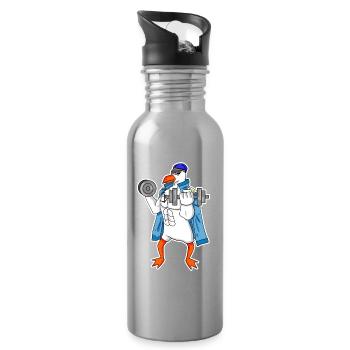 Seemöwe Möwe Seemann Kapitän Fitness Hantel - Trinkflasche mit integriertem Trinkhalm - Lightsilver - Rechts