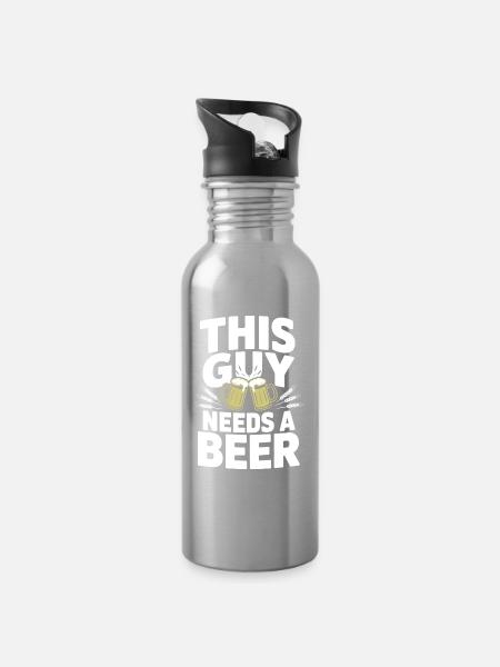 This Guy Needs a Beer - Trinkflasche mit integriertem Trinkhalm - Lightsilver
