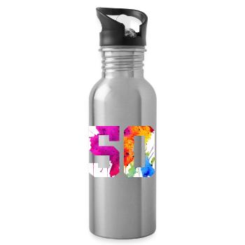 NUMMER 50 JAHRE ALT 50. GEBURTSTAG - Trinkflasche mit integriertem Trinkhalm - Lightsilver - Rechts