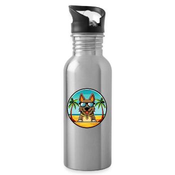 Deutsche Bracke Hunderasse Cartoon Sonnenbrille Strand - Trinkflasche mit integriertem Trinkhalm - Lightsilver - Rechts