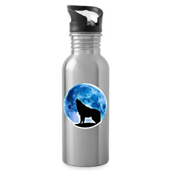 Wolf Vollmond - Trinkflasche mit integriertem Trinkhalm - Lightsilver - Rechts