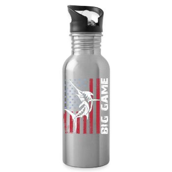 Springender Marlin mit US Flagge Hochseefischen - Trinkflasche mit integriertem Trinkhalm - Lightsilver - Rechts