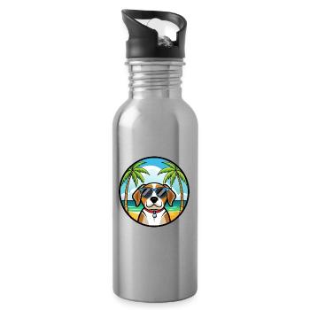Kerry Beagle Hunderasse Cartoon Sonnenbrille Strand - Trinkflasche mit integriertem Trinkhalm - Lightsilver - Rechts