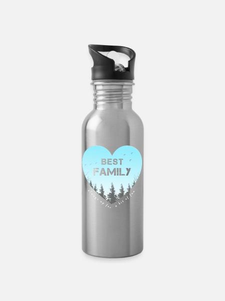 best family - Trinkflasche mit integriertem Trinkhalm - Lightsilver