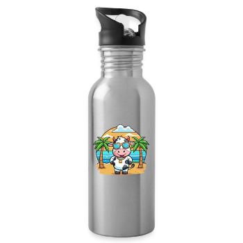 Kuh Lustige Cartoon Sommer Strand Sonnenbrille - Trinkflasche mit integriertem Trinkhalm - Lightsilver - Rechts