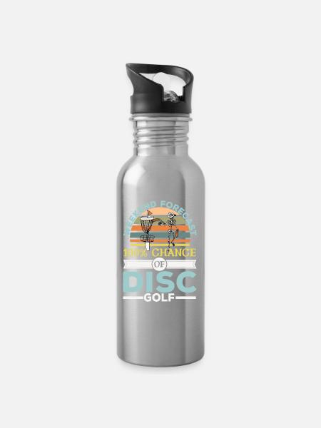 100% Chance auf Scheibengolf Frolf Freizeit-Werfer - Trinkflasche mit integriertem Trinkhalm - Lightsilver