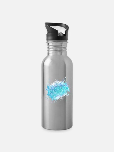 Mandala - Trinkflasche mit integriertem Trinkhalm - Lightsilver