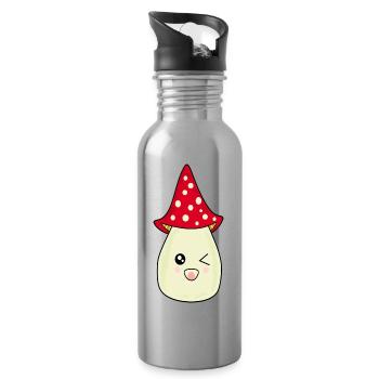 Kawaii Pilz Kawaii Fliegenpilz Kawaii Kostüm - Trinkflasche mit integriertem Trinkhalm - Lightsilver - Rechts