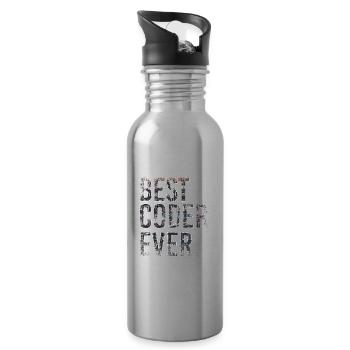 Best Coder Ever Coding - Trinkflasche mit integriertem Trinkhalm - Lightsilver - Rechts