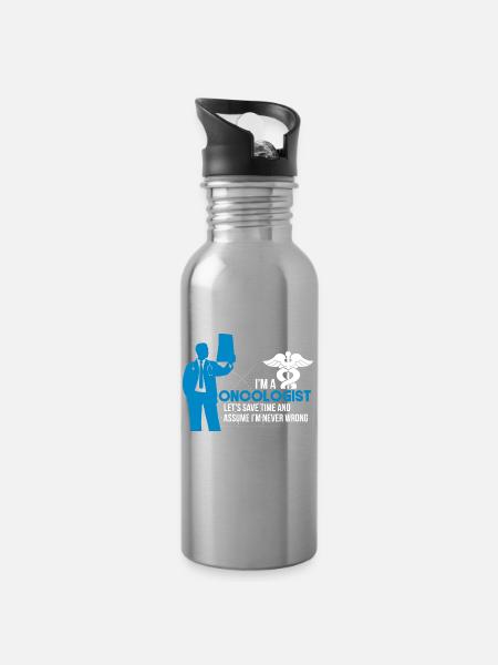 Einfühlsamer Onkologe Krebstherapie - Trinkflasche mit integriertem Trinkhalm - Lightsilver