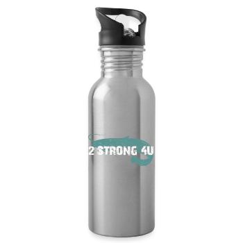 Wels angeln Waller zu stark für Dich - Trinkflasche mit integriertem Trinkhalm - Lightsilver - Rechts