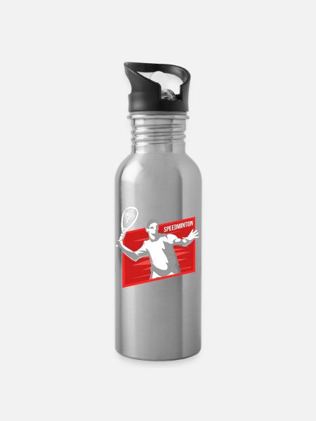 Pfeilschneller Speedminton Smashduell - Trinkflasche mit integriertem Trinkhalm - Lightsilver