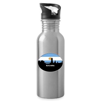 Rosario Argentinien Flagge Skyline Silhouette Reisen - Trinkflasche mit integriertem Trinkhalm - Lightsilver - Rechts