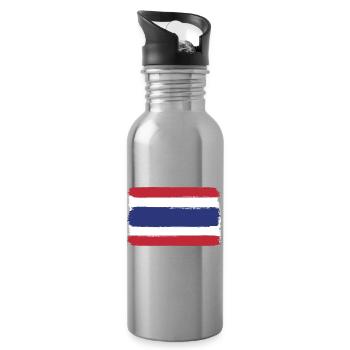 Drapeau de la Thaïlande look utilisé - Gourde avec paille intégrée - argent clair - Droite