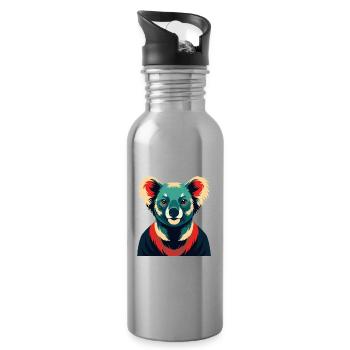 Koala Cartoon Figur Buntes Haustier Tier - Trinkflasche mit integriertem Trinkhalm - Lightsilver - Rechts