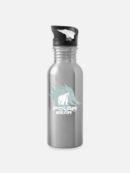 Polar Bär - Trinkflasche mit integriertem Trinkhalm - Lightsilver