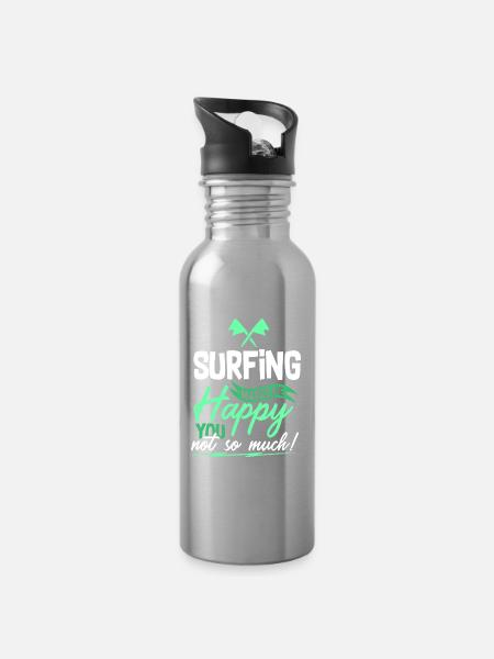 Surfen Surfer Spruch - Trinkflasche mit integriertem Trinkhalm - Lightsilver