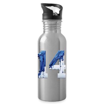 NR. 14 NUMMER 14 BLAU WEIß 14. GEBURTSTAG - Trinkflasche mit integriertem Trinkhalm - Lightsilver - Rechts