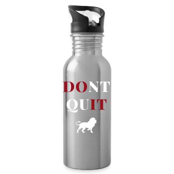 don't quit lion heart - Water bottle with straw - silver - Right