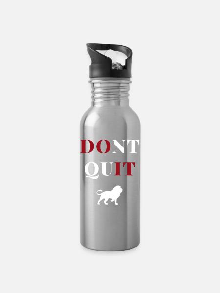 dont quit lion heart - Trinkflasche mit integriertem Trinkhalm - Lightsilver