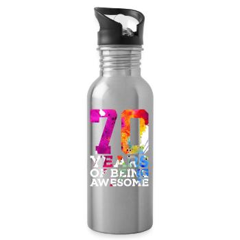 70 YEARS OF BEING AWESOME 70. GEBURTSTAG - Trinkflasche mit integriertem Trinkhalm - Lightsilver - Rechts