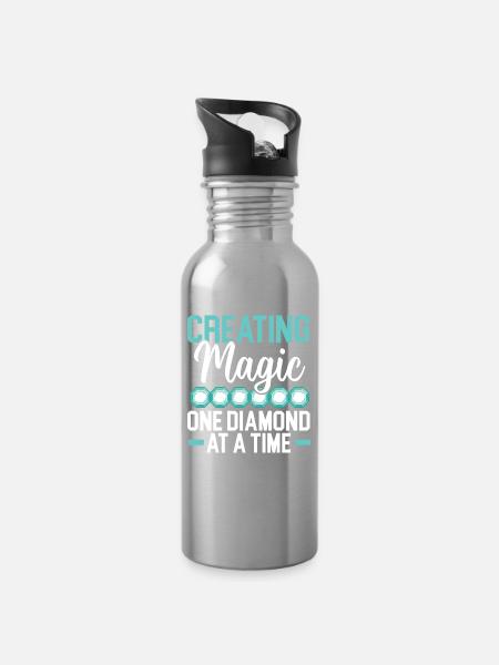 Diamantmalerei Handwerkszeug Diamantmaler - Trinkflasche mit integriertem Trinkhalm - Lightsilver