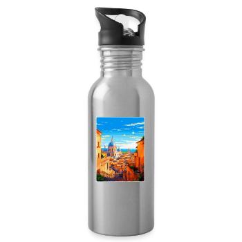 Rome Italy Vintage Travel Poster Souvenir Souvenir - Water bottle with straw - silver - Right