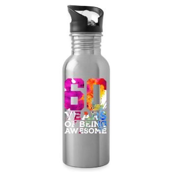 60 YEARS OF BEING AWESOME 60. GEBURTSTAG - Trinkflasche mit integriertem Trinkhalm - Lightsilver - Rechts