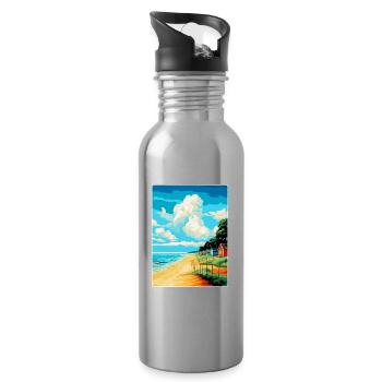 Norfolk Coast Vintage Travel Poster Souvenir WPA - Water bottle with straw - silver - Right
