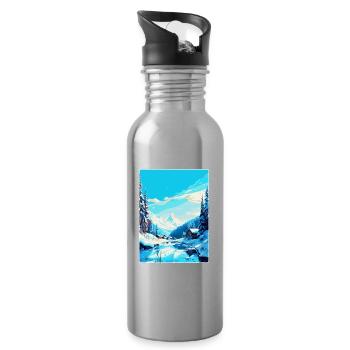 Val D Isère France Affiche de voyage vintage souvenir - Gourde avec paille intégrée - argent clair - Droite