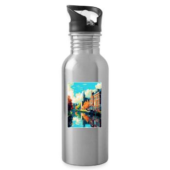 Zwolle Niederlande Vintage Reiseplakat Souvenir - Trinkflasche mit integriertem Trinkhalm - Lightsilver - Rechts