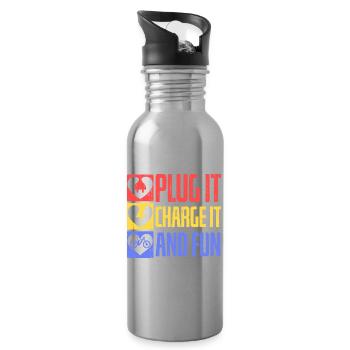 Einstecken, aufladen und Spaß haben Elektrofahrrad - Trinkflasche mit integriertem Trinkhalm - Lightsilver - Rechts